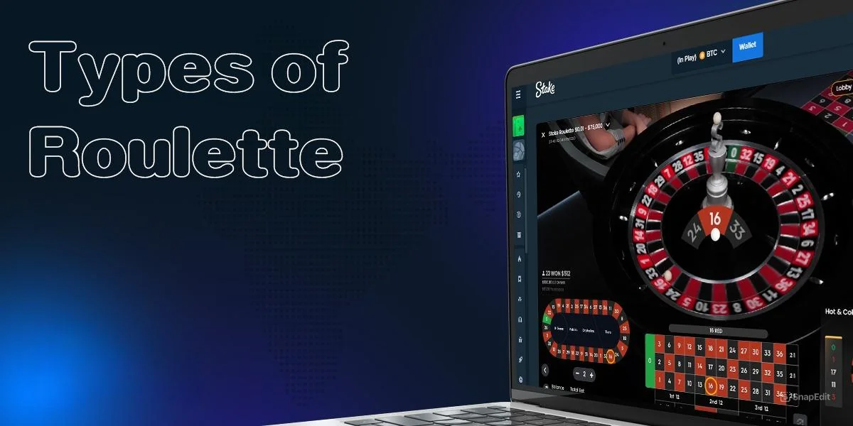 Types of Roulette games in the online casino section of Stake online casino
